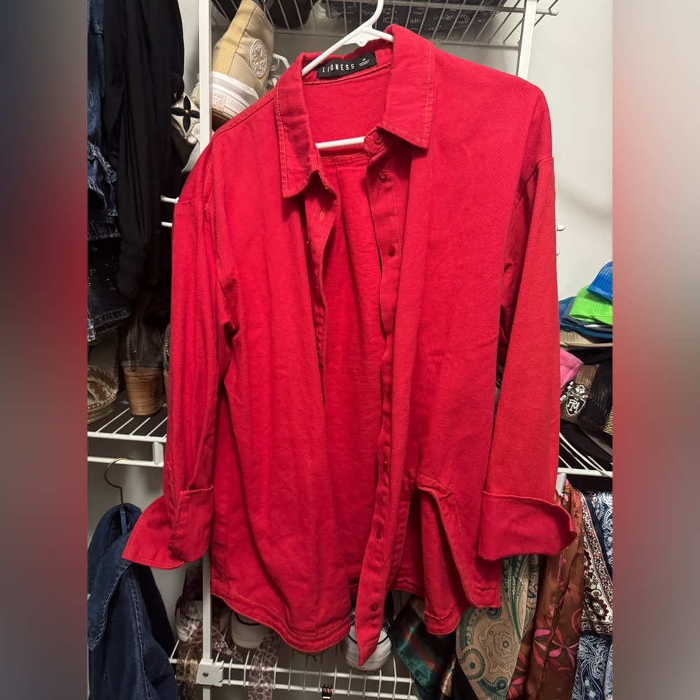 Lioness asymmetrical denim button up